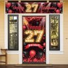 Happy 27th Birthday Door Cover Porch Banner Sign Set - 27 Years Old Birthday Decoraions Party Supplies for Women Men - Red