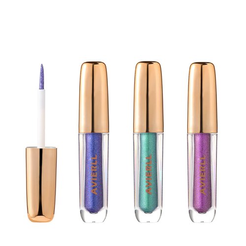 AVIERLL 3Color BLUE Eyeliner Pencil Liquid Eyeshadow Waterproof Non-Smudge Quick Dry 0.11 Fl.Oz(PURPLE+GLAZE+CYAN BLUE)