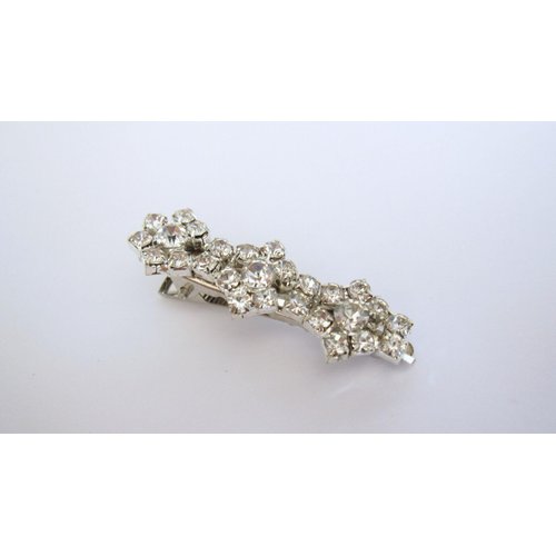 Small crystal flower shaped alligator hair clip for fine thin hair