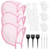 15PCS Hair Highlighting Kit Includes Highlight Caps for Hair, Hair Highlighting Crochet Hooks, Dye Brushes, Gloves,Hair Dye Shawl,for Salon Hair Dyeing Hairdressing(Pink)