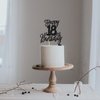 1 PCS Happy 18th Birthday Cake Topper Glitter Cheers to 18 Years Birthday Cake Pick Eighteen Hello 18 Fabulous Cake Decoration for Happy 18th Birthday Anniversary Party Decorations Supplies Black