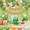 ZERODECO Sage Green Birthday Party Decorations, Olive Green Gold Pompoms Balloons Happy Birthday Banner Neutral Rustic Boho Blush Safari Botanical Greenery Décor for Baby Girls Women Birthday Party