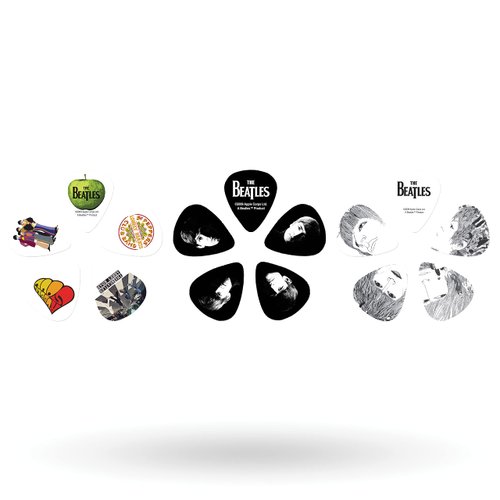 D'Addario Accessories Beatles Guitar Picks - The Beatles Collectable Guitar Picks - Picks with Tin, 15 Pack, Stripes