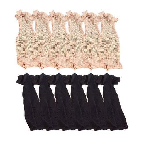 Pokinge 12PCS Mesh Crochet Hair Net, Stretchable Mesh Elastic Wig Cap, Elastic Hair Snood Headband Hair Accessories for Ballet