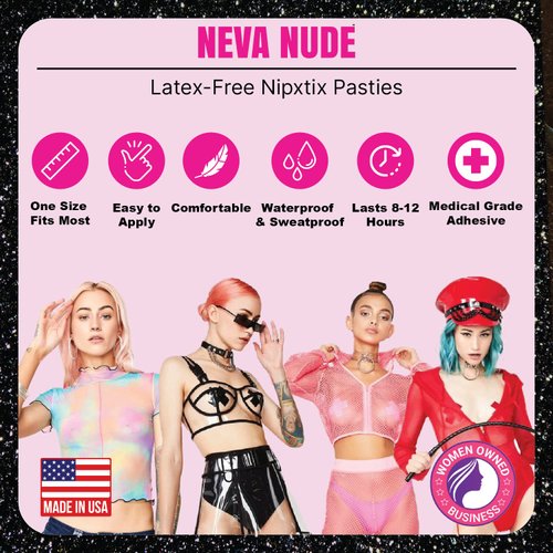 Neva Nude Melty Heart Black Mallice Glitter Nipztix Nipple Cover Pasties for Festivals, Raves & More, Medical Grade Adhesive, Waterproof & Sweatproof, Made in USA