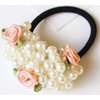 3PCS Fashion Imitation Pearl Elastic Hair Ties Beaded Flower Pearl Hair Band Women Satin Ribbon Ponytail Hair Accessories