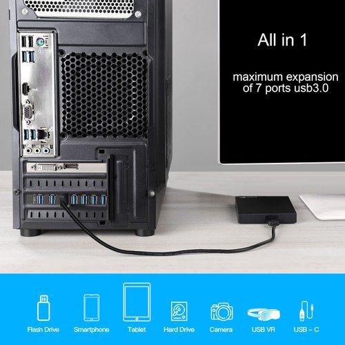 PCI-E to USB 3.0 7-Port(7X USB-A) Expansion Card,PCI Express USB Add in Card, Internal USB3 Hub Converter for Desktop PC Host Card Support Windows 10/8/7/XP and MAC OS 10.8.2 Above