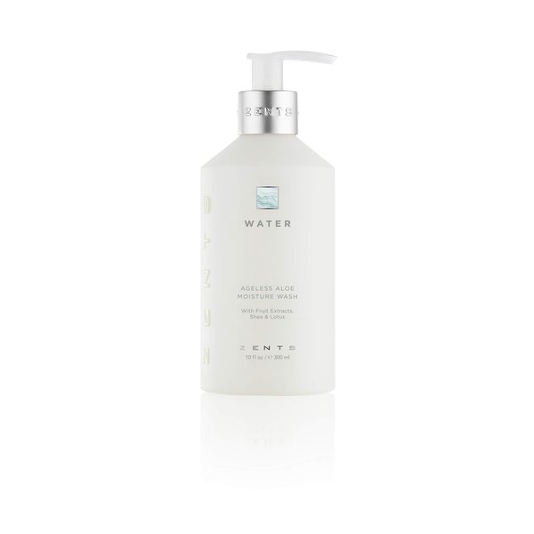 Zents Hand and Body Wash (Water Fragrance) Moisturizing Anti-Aging Cleanser with Organic Shea Butter & Aloe for Dry Skin, 10 fl oz