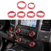 Keptrim for F150 Air Conditioner Switch & Trailer & 4WD & VOL Knob Button Trim for Ford F150 XLT 2016 2017 2018 2019, Red Aluminum, 6pcs (Not for 2021 2022 2023)