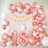 Sllyfo18th Birthday Decorations for Girls - (Total 100pcs) 18th Birthday Balloons 18/12/10/5 Inches for Garland Arch,18th Happy Birthday Banner for a Stunning 18th Birthday Celebration