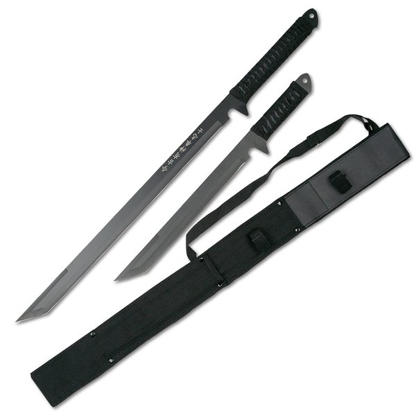 BladesUSA HK-1067 Twin Ninja Swords, Black, 18-Inch and 26-Inch Lengths