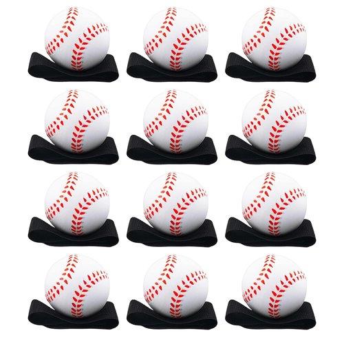 Playbees Reactive Practice Baseballs on Elastic Cord Perfect for Training, Fun Outdoor Activities for Spring Training, Fun Outdoor Activity for Kids, Boy or Girl, Party Favor (12 Pack)