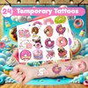 48PCS Donut Party Favors 24PCS Tattoos 24PCS Slap Bracelets Wristbands Themed Birthdays Party Supplies Decorations Decor Pattern Girls Boys Gifts School Classroom Prize Carnival Christmas Reward