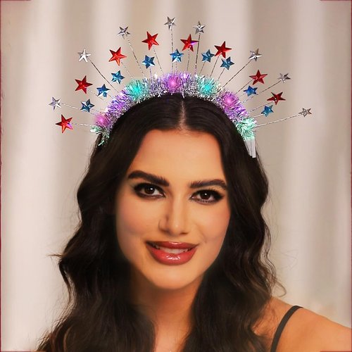 Blindery Independence Day Headbands Light Up 4th of July Hair Band Star Head Hoop Memorial Day Patriotic Party Accessories for Holiday (color, normal)