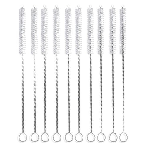 Long Straw Brush, Nylon Pipe Tube Cleaner 10-ihch X 2/5-inch Set of 10