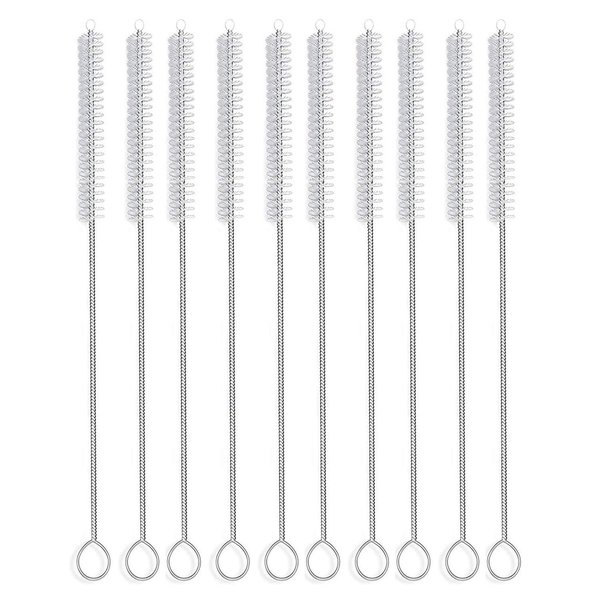 Long Straw Brush, Nylon Pipe Tube Cleaner 10-ihch X 2/5-inch Set of 10
