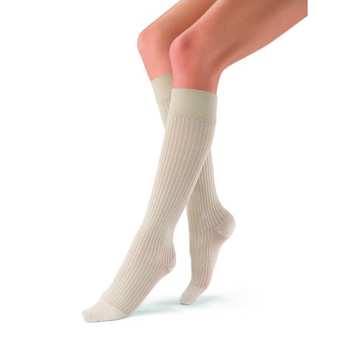 JOBST soSoft, Knee High Compression Socks, Ribbed, 8-15 mmHg, Sand, MD