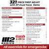 M2 BASICS Complete 321 Piece Emergency First Aid Kit | Business & Home Medical Supplies | Wall Mountable Hard Case | Office, Car, Travel, School, Camping, Hunting, Sports