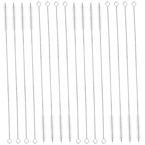 16 Pieces Drinking Straw Cleaning Brushes Set 13 Inch Long 10 mm Wide Pipe Tube Cleaner Nylon Bristles Flexible Stainless Steel Handle for Washing Glass Silicone Metal Straws