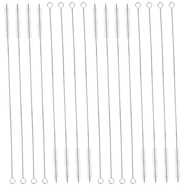 16 Pieces Drinking Straw Cleaning Brushes Set 13 Inch Long 10 mm Wide Pipe Tube Cleaner Nylon Bristles Flexible Stainless Steel Handle for Washing Glass Silicone Metal Straws