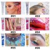 SUMEITANG 6PCS Clear White Face Body Glitter Gel，Mermaid Holographic Sequins Chunky Glitter Paint for Party Singer Concerts Festival Rave Accessories for Girls Women Face Body Hair Sparkling Makeup