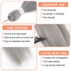 ADIASAI Braiding Hair Pre Stretched 16 Inch 3 Packs, Grey Pre stretched Braiding Hair for Professional Braiding Hair Extensions, Hot Water Setting Yaki Texture Synthetic Hair