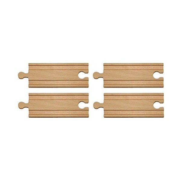 4" Straight Wooden Train Track - Set of 4