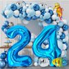 40 Inch Under the Sea Blue Number 4 Balloon, Mini Sea Animal Balloons Ocean Animal Foil Balloon, Seahorse Fish Balloons for Boys Girls Sea Theme 4th Birthday Baby Shower Party Decoration
