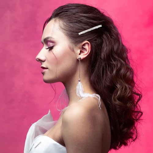 HINZIC 2Pcs Sparkly Rhinestone Hair Clips, Silver Pearl Barrettes Crystal French Hair Pins Wedding Prom Engagement Dressy Decorative Accessories for Women Girls Bride