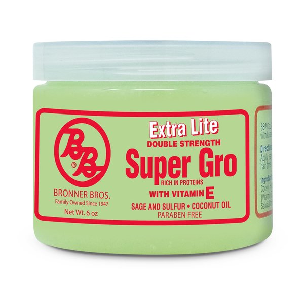 Bronner Bros Super Gro Lite Hair Growth & Scalp Treatment for Dry Itchy Scalp - Reduces Breakage, Stimulates Scalp, Strengthens Hair & Hydrates with Keratin, Vitamin E, Sage & Coconut Oil - 6oz