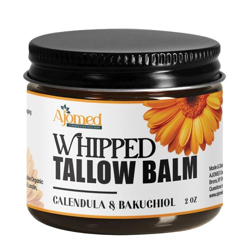 Whipped Beef Tallow for skin Moisturizer with calendula and bakuchiol oil | beef tallow for skin care - handmade grass-feed Frankinsence tallow face cream- organic facial balm