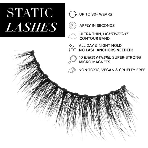 STATIC NAILS Magnetic Eye Lash Soft & Wispy Black Glam - Magnetic Lashes Kit - Reusable, Glue-Free, 3D Natural Look - Comfortable