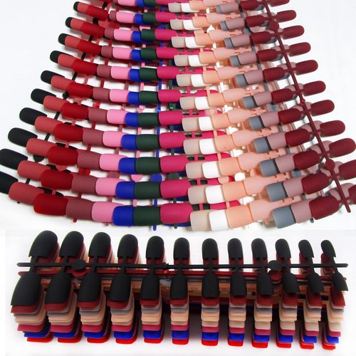 360pc Square Press on Nails Medium Legnth, Matte Square Fake Nails Full Cover Artificial Fingernails Colored Acrylic Press on Nail Tips 10 Sizes for Women Girls