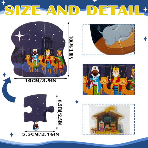 Zhanmai 48 Pcs Nativity Puzzle for Kids Mini Nativity Scene Puzzles for Party Favors Paper Mini Puzzles Theme Party Favor