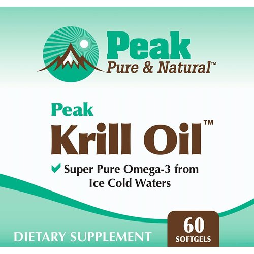 Peak Pure & Natural, Peak Krill Oil Supplement - Better Than Fish Oil for Joint and Heart Health - Krill Oil Brain Supplement - EPA, DHA, and Astaxanthin - 60 softgels