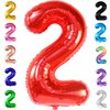 KatchOn, Giant, Red Number 2 Balloon - 40 Inch | 2nd Birthday Balloons for Two Fast Birthday Decorations | Red 2 Balloon Number, 2nd Birthday Decorations for Boys | Plim Plim Birthday Party Supplies