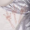 YERTTER 3Pcs Bride Crystal Hair Pins Wedding Hair Pins Decorative Rhinestones Crystal Bridal Bun Clip Accessories for Brides and Bridesmaids (Rose Gold)