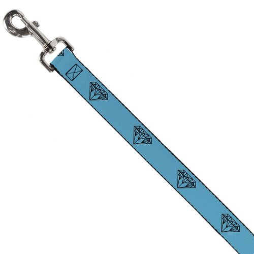 Dog Leash Diamond Sketch Turquoise Black 4 Feet Long 1.0 Inch Wide