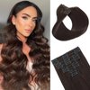 Clip in Hair Extensions Human Hair Double Weft Handmade Real Human Hair Extensions 8pcs 70g 100% Brazilian Virgin Human Hair for Women(#2 Dark Brown,18inch)