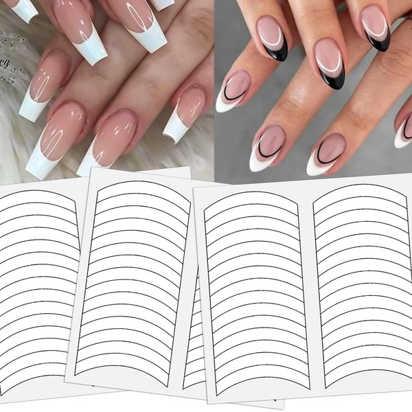 MOLILON 1440pcs French Tip Nail Stickers French Tip Guides French Manicure Strips Nail Design Sticker Nail Stencil for Nail Art French Tip Tool (Individual Packing, 30 Sheets)