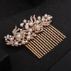Teyglen Pearl Bride Wedding Hair Comb Gold Flower Headpiece Bridal Pearl Crystal Hair Side Comb Decorative Rhinestone Hair Piece Floral Wedding Hair Accessories for Women Girls