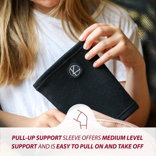 KARM Kids Knee Brace Sleeve - Youth Knee Compression Sleeve for Children - Boys & Girls | Child Knee Support for Knee Pain & Sports & Football & Basketball & Gymnastics (Black)