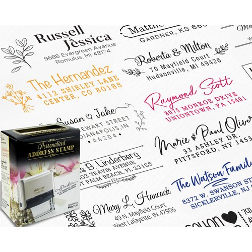 Customized Return Address Stamp - Over 30 New Designs to Choose from!! - Personalized Self Inking Stamp Perfect for Holiday Mailing - 15 Ink Colors Available