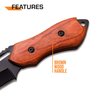 Elk Ridge - Outdoors Fixed Blade Knife - 6-in Overall, 3-in Black Stainless Steel Blade, Brown Wood Handle, 1680D Nylon Sheath - Hunting, Camping, Survival - ER-562WD