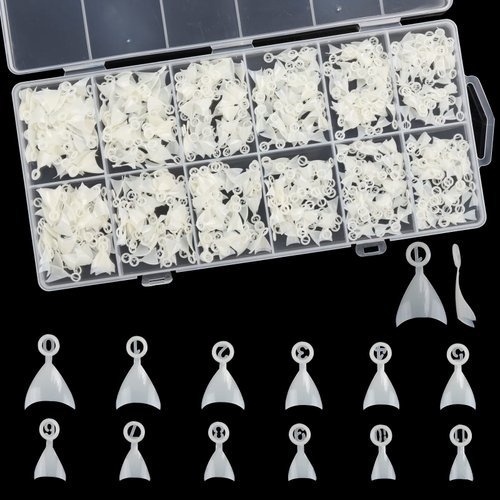 600Pcs Almond Nails Tips Half Cover Stiletto Acrylic False Nails for DIY Nail Art, 12 Sizes (Natural)