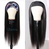 Ubetta Headband Wigs Straight Human Hair Glueless None Lace Front Wigs Natural Black for Black Women Brazilian Virgin Remy Hair Machine Made Headbands Half Wigs 150% Density 12Inch