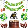 Black & Gold Glitter Football Happy 10th Birthday Cake Topper, Football 10th Birthday Party Decoration, Football Theme Happy 10th Birthday Party Supplies (10th)