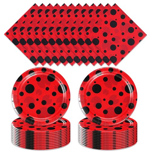 Generic 40pcs Ladybird Birthday Party Supplies-Party Decorations Tableware For Kids, Plate, Napkin Party Decorations Dinnerware