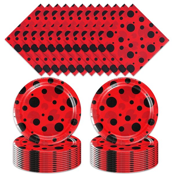 Generic 40pcs Ladybird Birthday Party Supplies-Party Decorations Tableware For Kids, Plate, Napkin Party Decorations Dinnerware