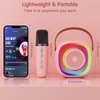 Karaoke Machine for Kids, Mini Portable Bluetooth Karaoke Speaker with 2 Wireless Microphones and Lights, Birthday Gifts for Girls Ages 4, 5, 6, 7, 8, 9, 10, 12+(Pinkcolor)